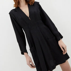 SANDRO Paris MILENE POCKETED SHORT DRESS BLACK women's small 36 lbd